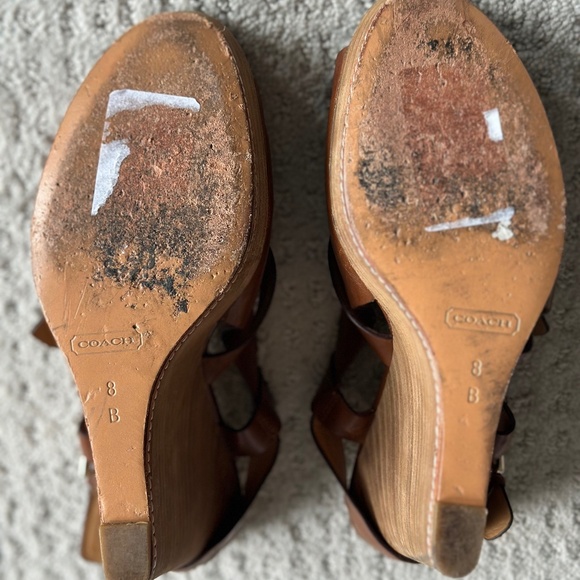 Coach Mary Jo Brown women's brown leather buckle wedge size 8 - Picture 5 of 5